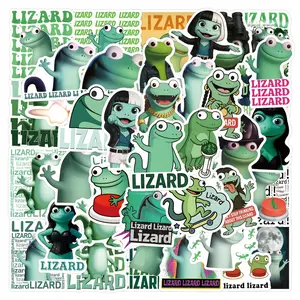 50 Cartoon Lizard Meme Stickers, Waterproof Decorative Stickers for Bullet Journals, Stationery, Water Bottles, Computers