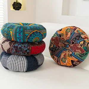 [Thick Round Floor Cushion] 16" Thick Round Floor Cushion - Boho-Chic Meditation Pillow for Yoga, Home Decor & More - Durable Polyester, Dry Clean Only