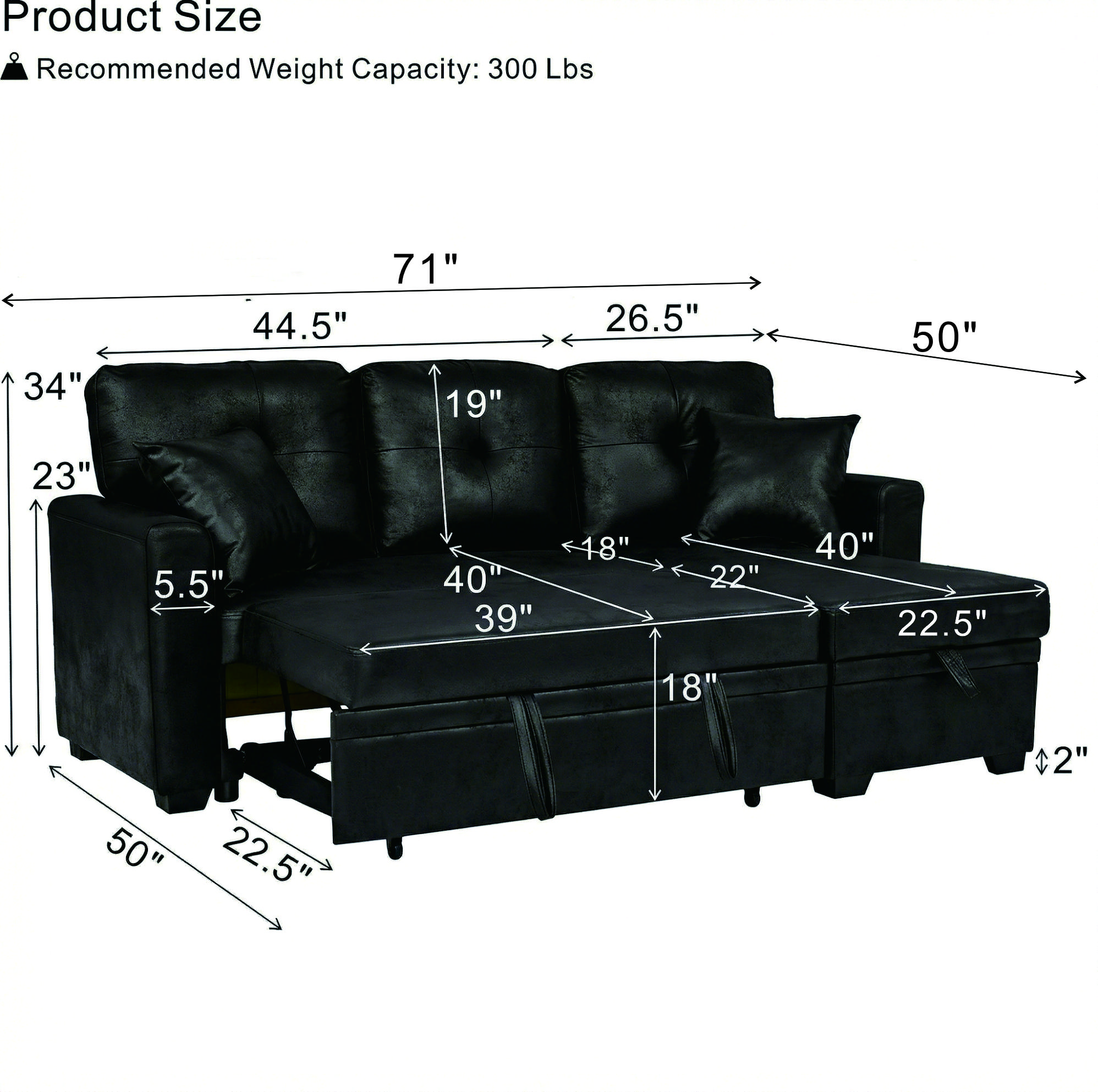 Niccae Sleeper Sofa, Sectional with Pull-Out Bed, Reversible Chaise, Storage Sectional, Black breathable fabric, Small Space Solution, Convertible Sofa Bed, Living Room Furniture, L-Shaped Sofa couch huge Niccae Sleeper Sofa, Sectional with Pull-Out Bed, Reversible Chaise, Storage Sectional, Black breathable fabric, Small Space Solution, Convertible Sofa Bed, Living Room Furniture, L-Shaped Sofa couch huge
