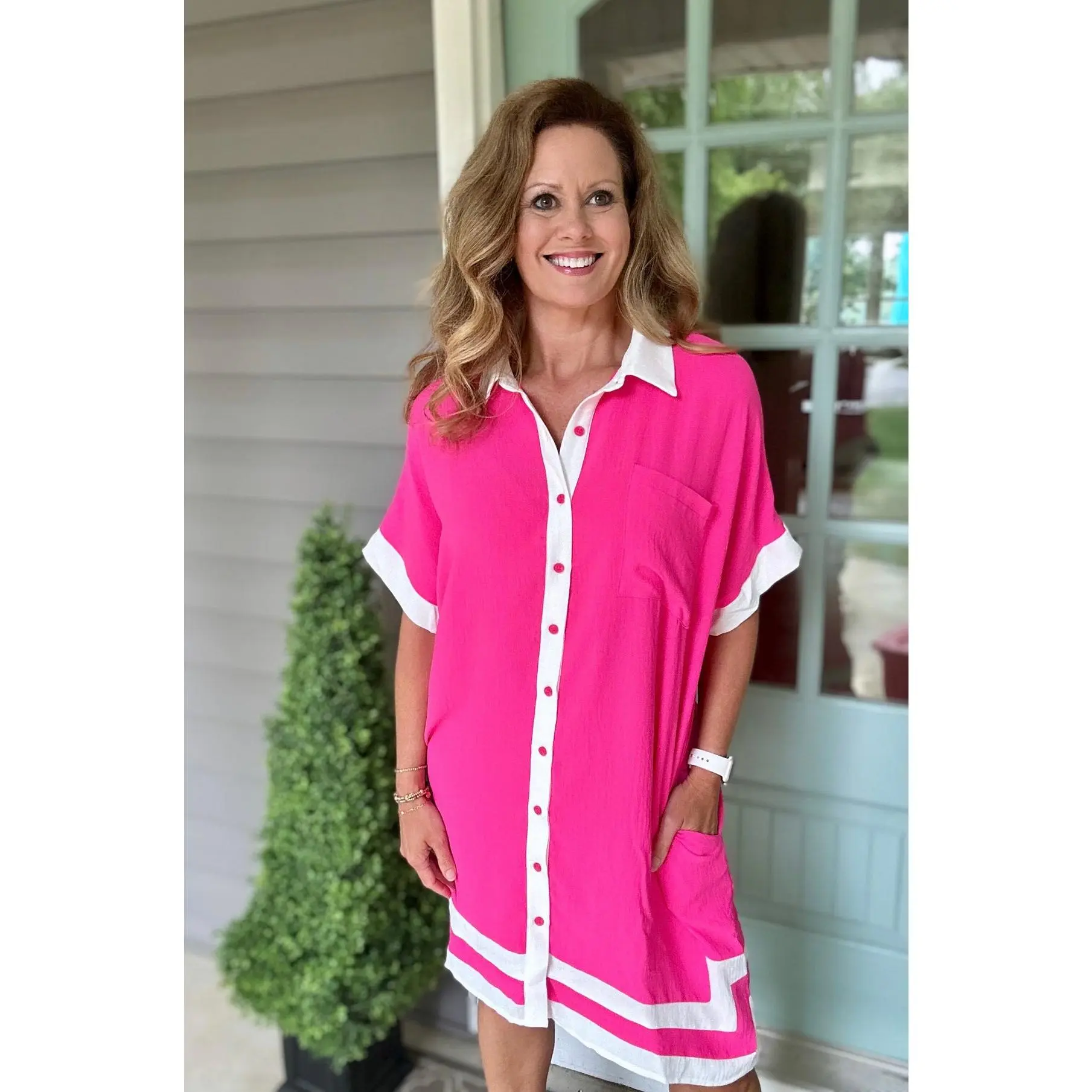 Electric Fuchsia Contrast Dress