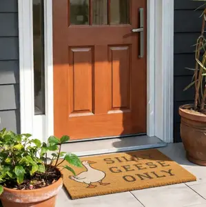 [Ship From US] “Silly Geese Only” Doormat – Funny Goose Welcome Mat, Novelty Entryway Rug, Front Door Decor, Housewarming Gift
