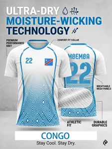 2026 Congo National Team Soccer Jersey, Breathable Mesh Football T-Shirt, Quick-Dry Moisture-Wicking, Advanced Technical Knit Support Gear, Sports Jersey Tee