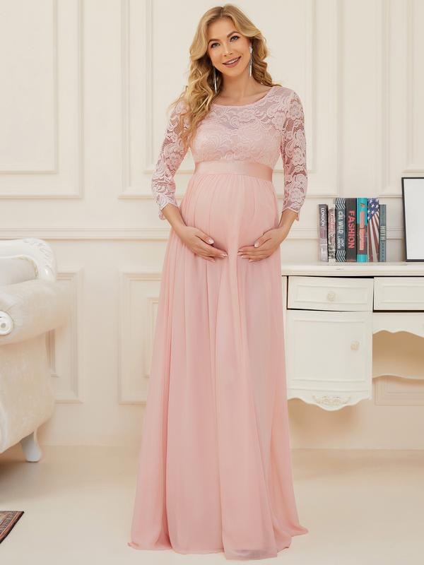Ever-Pretty Sweetheart 3/4 Sleeve Floor-Length Lace Maternity Dress 20797