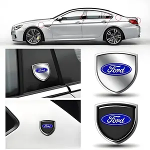 1/2PCS 3D Metal Shield Style Car Badge Body Trunk Side Fender Sticker Emblem Decoration Decals For Ford ST Focus Fiesta Mondeo Kuga Ranger Mustang Fusion Escape Ecosport Accessories