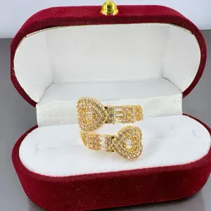 Adjustable "Ice Out" Style Ring with Heart and Baguette Cut Imitation Diamonds Fashion Jewelry Piece