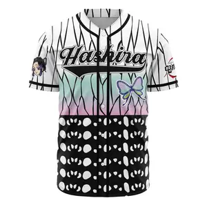 AniBase Club Hashira Shinobu Kocho Demon Slayer Baseball Jersey - Premium All-Over Print 100% Polyester Warp Knitted Fabric XS-5XL Unisex Fit