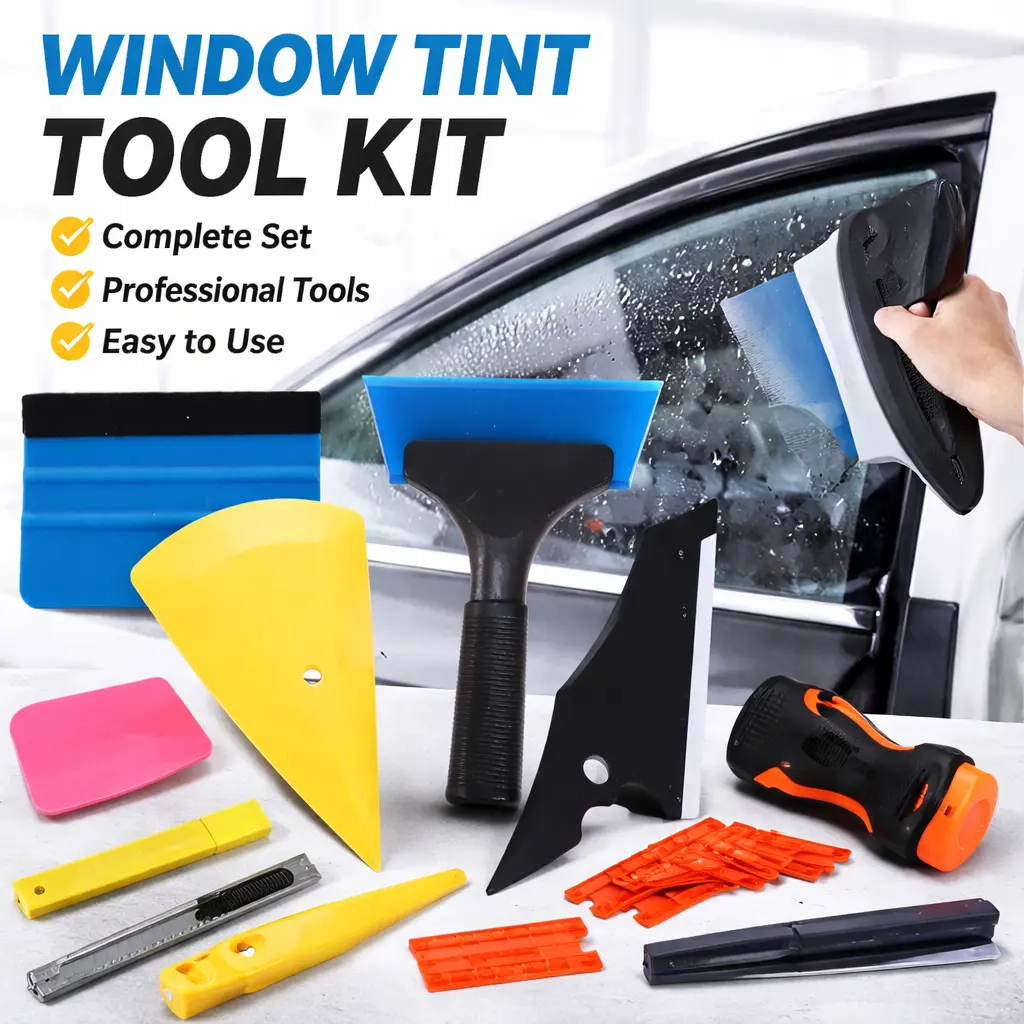 24-Piece Professional Window Tint Kit – Complete Car & Home Window Tinting Tools, Includes Squeegee, Felt Squeegee, Cutting Knife, Scraper, and More – Essential Film Installation Accessory Set for DIY and Professional Use