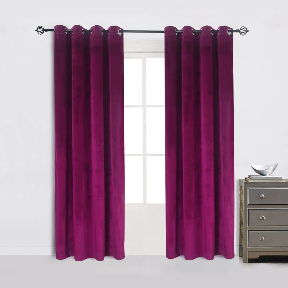 Super Soft Luxury Velvet Set of 2 Warm Yellow Blackout Velvet Energy Efficient Grommet Curtain Panel Drapes Ginger Mustard Curtain Panels