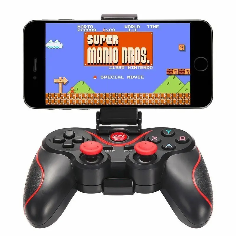 Wireless Bluetooth Gamepad Controller for Android Phones, TV Box, Tablet & PC - Adjustable Phone Holder, Dual Analog Joysticks, 14 Action Buttons, Bluetooth 3.0 Range 2-10m, 500mA Rechargeable Battery, Mobile Gaming