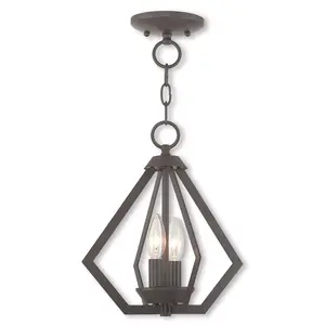 2 Light Bronze Mini Chandelier/Ceiling Light fixture with Steel base material