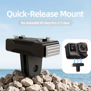 for Insta360 X5/Ace Pro 2/1/Ace Magnetic Quick Release Base Adapter, Action Camera, Plastic, for Outdoor Sports, Campus Photography, Dual Claw Design Lightweight Tripod/Mount Connector, Self-media Shooting Equipment Accessory