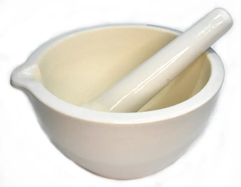 White Ceramic Mortar and Pestle — 7 Inch Ritual Herb Grinder