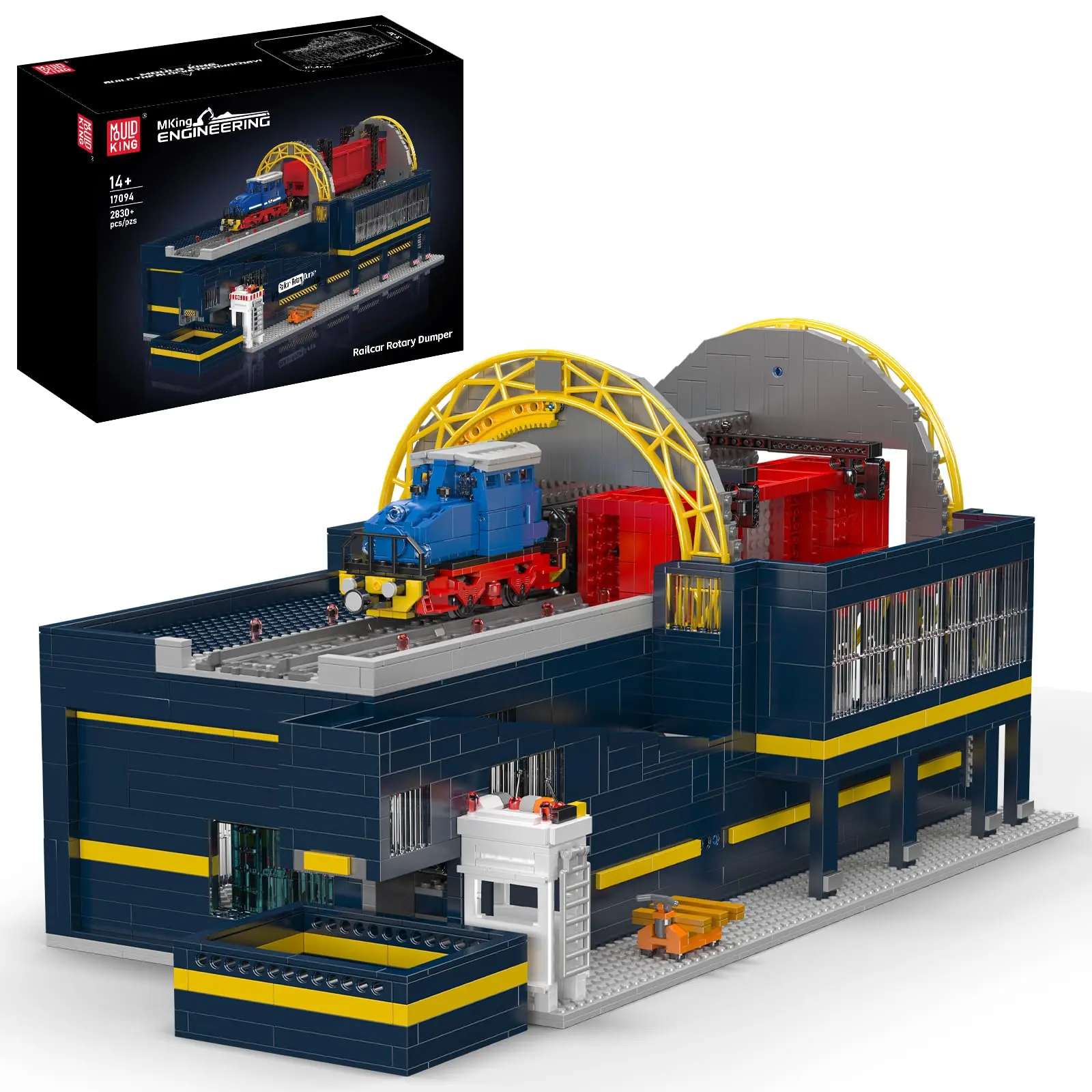 Mould King 17094 Industrial Railcar Rotary Dumper Building Set - 2830PCS BPA-Free Bricks & Parts, APP/Remote Control Rotating Tipper with Motors, 25.6×12×11in Unisex STEM Toy for 12+
