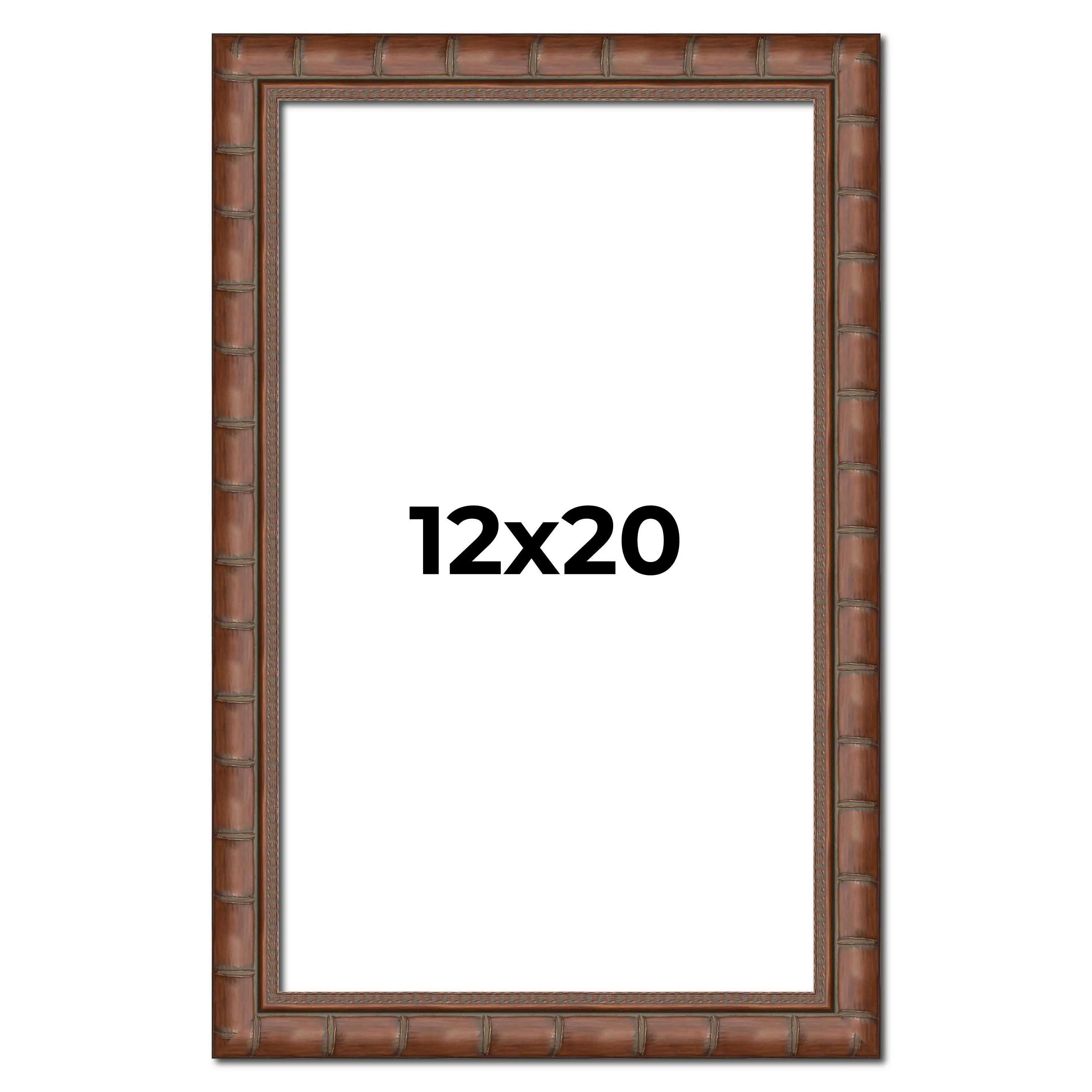 12x20 Brown Modern Bamboo Picture Frame - UV Acrylic, Foam Board Backing, Hanging Hardware