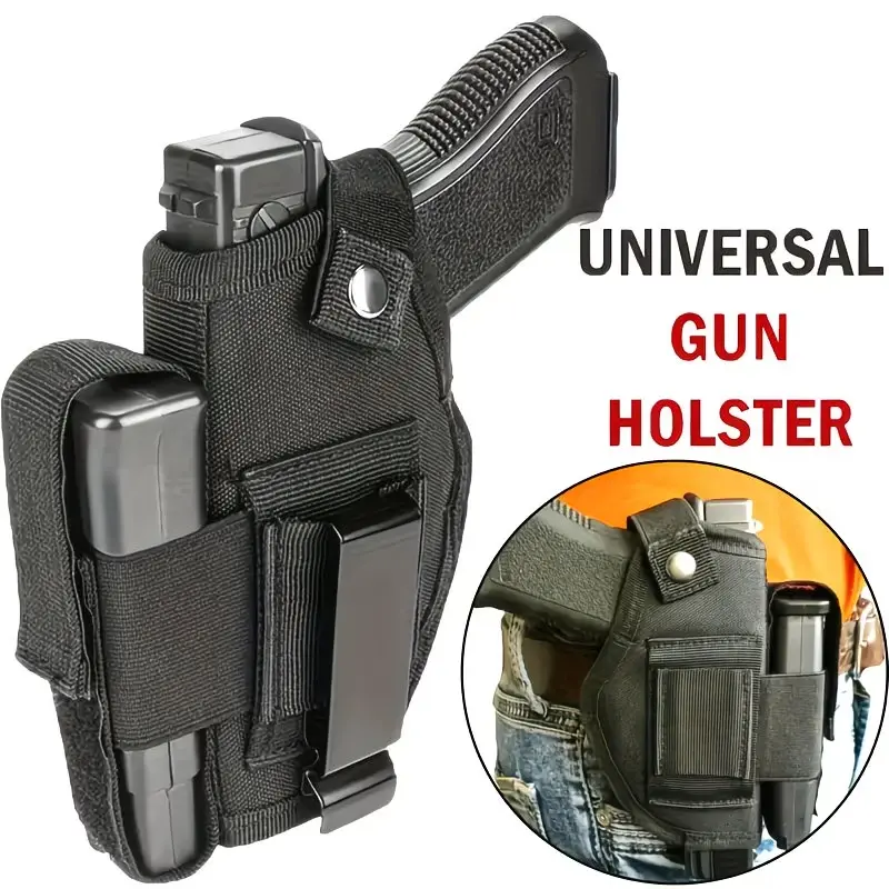Black Camel Hair Blend Universal Holster - Single-Unit, Ambidextrous, Snap-Button Closure, Classic Style for Concealed Carry, Hunting Use by Hunters