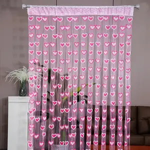 One 78.74-inch * 39.37-inch gradient color romantic heart pattern curtain - perfect for Valentine's Day, weddings, bedroom decoration, or as a room divider (rod not included).#mothersday