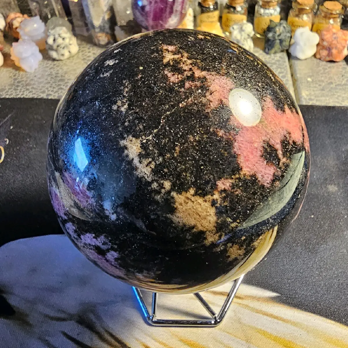Pink Rhodonite Sphere - 3.3" Diameter - 1146 Grams