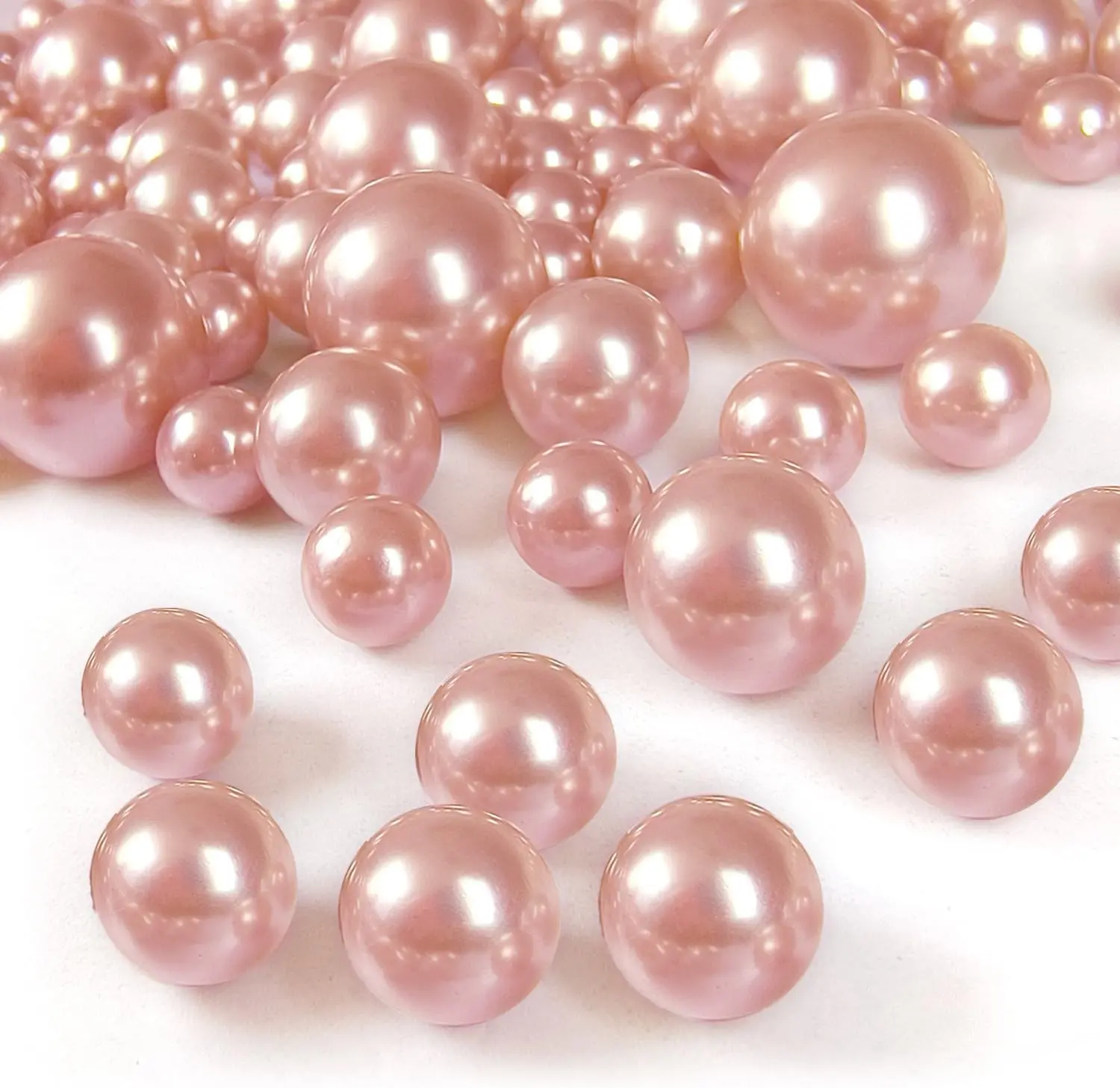 Pearls for Vase Filler 160pcs No Hole Pearl Beads for Centerpieces | No Hole Glossy Faux Pearls for Floating Candles, Centerpieces Table Decor, Assorted Pearl Beads for Party Decoration