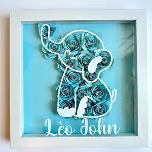 Baby statistics shadow box, newborn gift Decor Flower