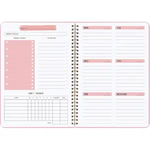 Undated Weekly Planner- Weekly Goals Notebook, A5 To Do List Planner, Habit Tracker Journal with Spiral Binding, 5.7 x 8.0 inches