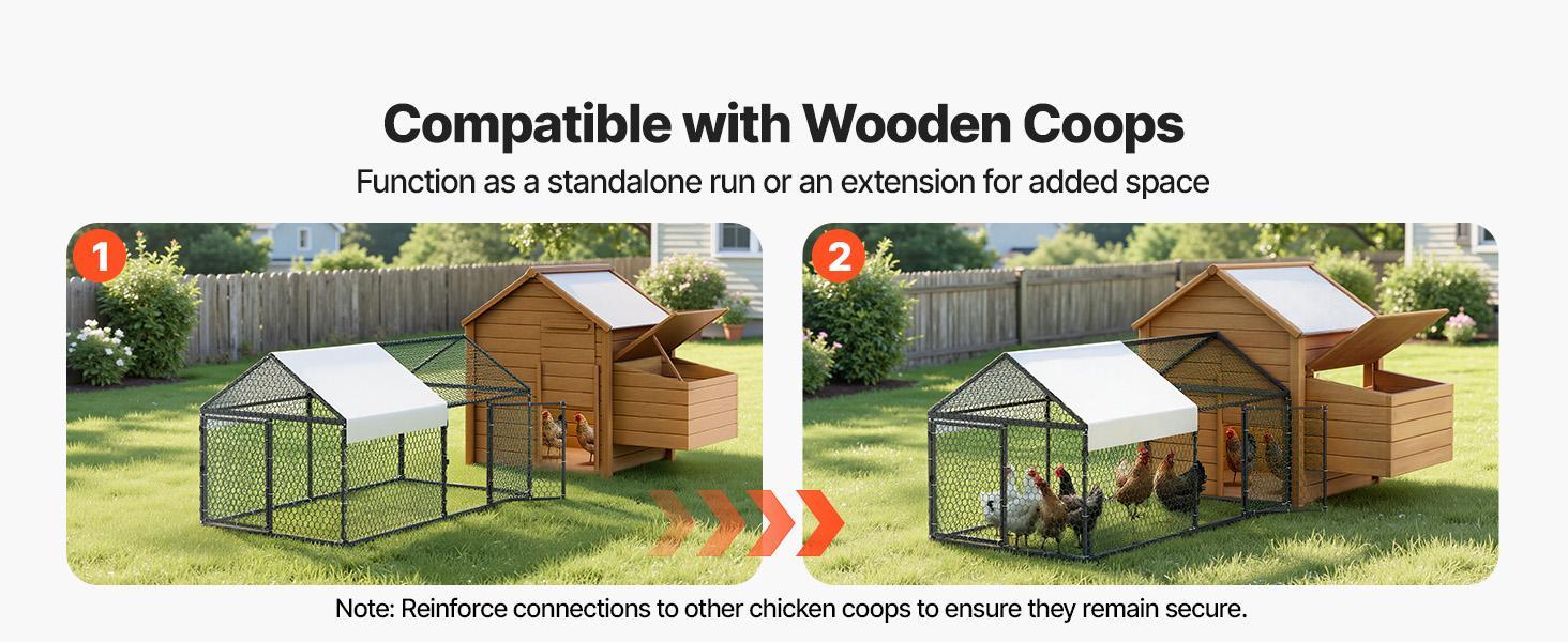 VEVOR Metal Chicken Coop for 4-6 Chickens, 3.3 x 6.6 x 3.3 ft, Small Chicken Cage with Waterproof Cover & Double Doors, Spire Roof Poultry Run Compatible with Wooden Coops, for Rabbit Hen Goose Duck VEVOR Metal Chicken Coop for 4-6 Chickens, 3.3 x 6.6 x 3.3 ft, Small Chicken Cage with Waterproof Cover & Double Doors, Spire Roof Poultry Run Compatible with Wooden Coops, for Rabbit Hen Goose Duck