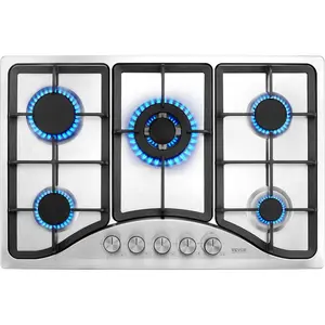 【Summervibes】VEVOR 30-inch Gas Cooktop, 5 Burners Built-in Gas Stove Top, Max 12250BTU NG/LPG Convertible Stainless Steel Natural Gas Hob, with Thermocouple Protection for Camping, RV, Apartment