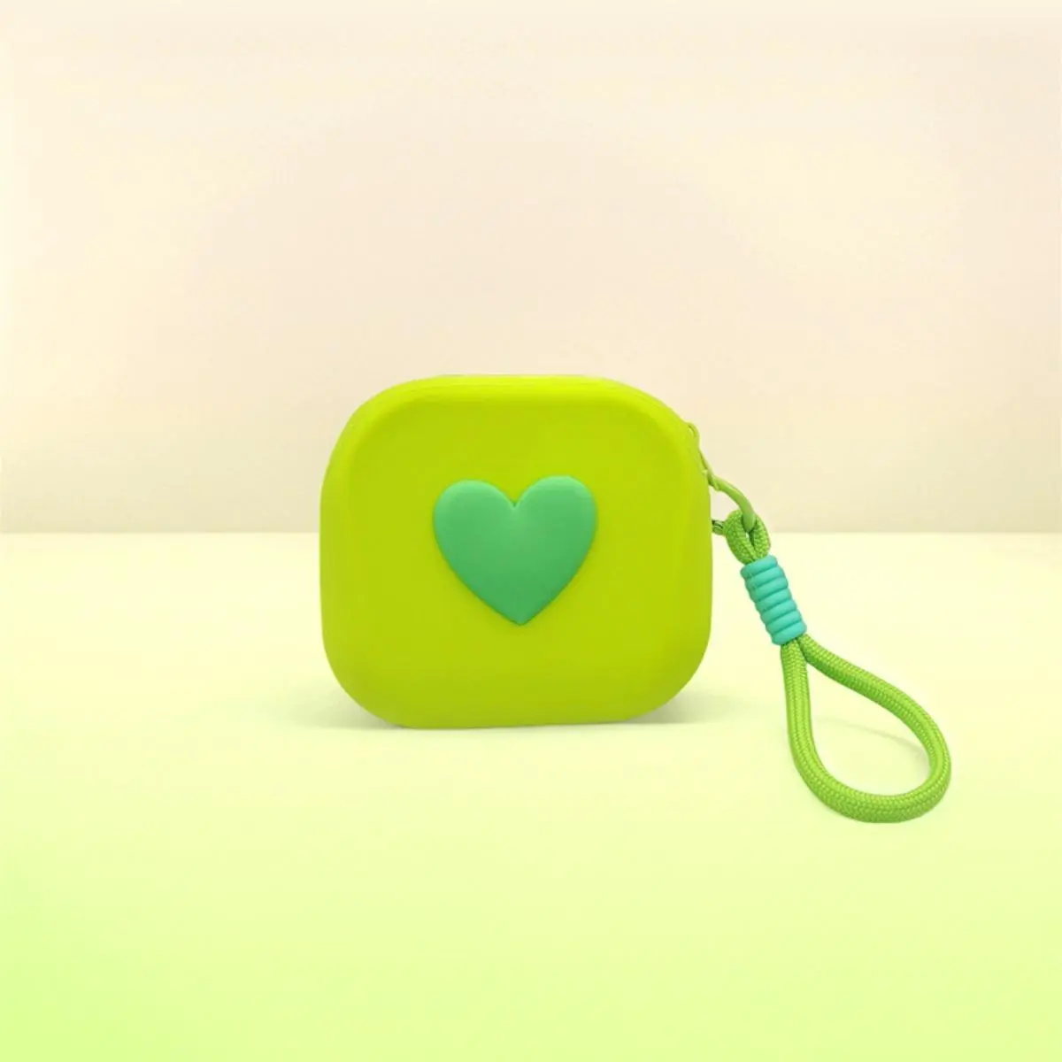 Y2K Trendy Silicone Earbud Pouch - Cute Heart Square Design with Hand Strap, Multifunctional Portable Storage for AirPods, Wireless Earphones, Keys, Cards (Sports & Outdoor Accessory)