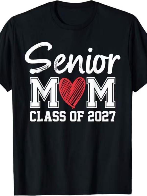 Women's Class Print Proud Mom Theme T-Shirt - Short-Sleeve Round Neck, Stretchy Comfortable Fit Casual Wear Tshirt for Everyday Style