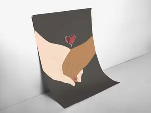 Our Love Art Print - Interracial Couple Illustration 5x7 & A4 | Inclusive Wall Art for Modern Homes