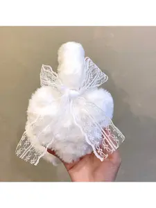 Winter earmuffs with sweet lace bow, fluffy ear warmer for students to protect ears from cold, love earmuffs for