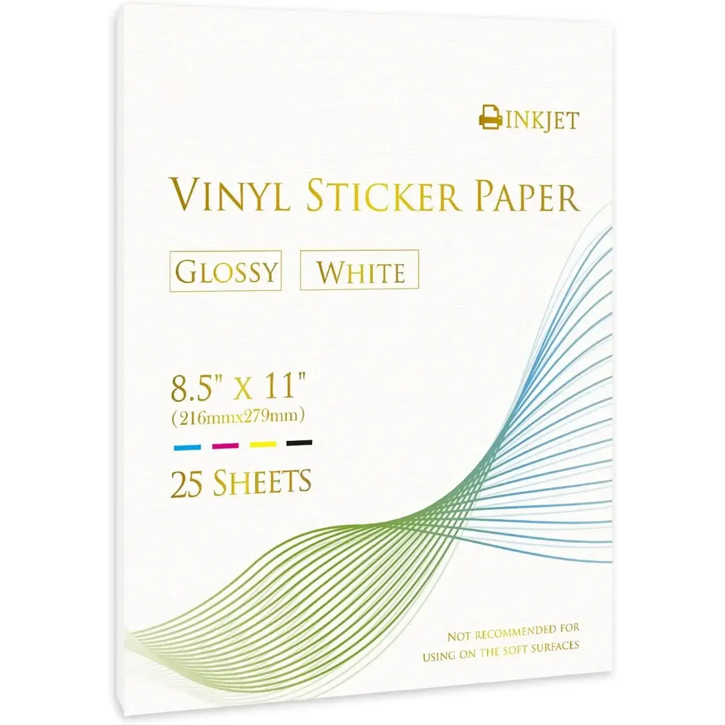 25 Sheets Printable Vinyl Sticker Paper, 8.5x11 In Glossy Water Resistant Durable Paper for Inkjet Printer - Strong Adhesive, Good Ink Absorption, Quick Drying, Vibrant Colors for DIY Personalized Stickers