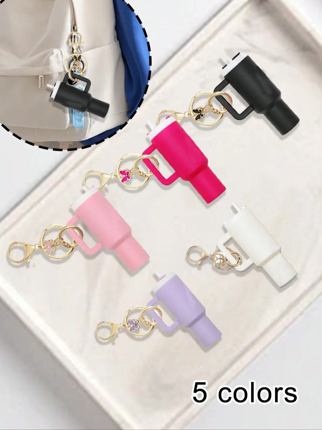 Stanley Cup Mini Roller Keychain Accessory, Butterfly Decoration, Personalized Bag Charm, Women's Wallet Handbag Backpack Cute Cup Keychain, Keychain For Bags