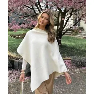 Women's Cozy Knit Poncho - One Size Fits US 4-6, EU 34-36 | Soft Asymmetric Pullover for Spring & Autumn Breathable Comfy