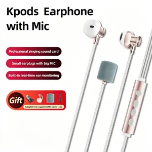 Professional sound card headphones, noise-canceling in-ear monitoring, voice changer, built-in 8 karaoke sound effects, supporting karaoke, live streaming, recording, gaming, singing, and chatting. A Lightning adapter is included.