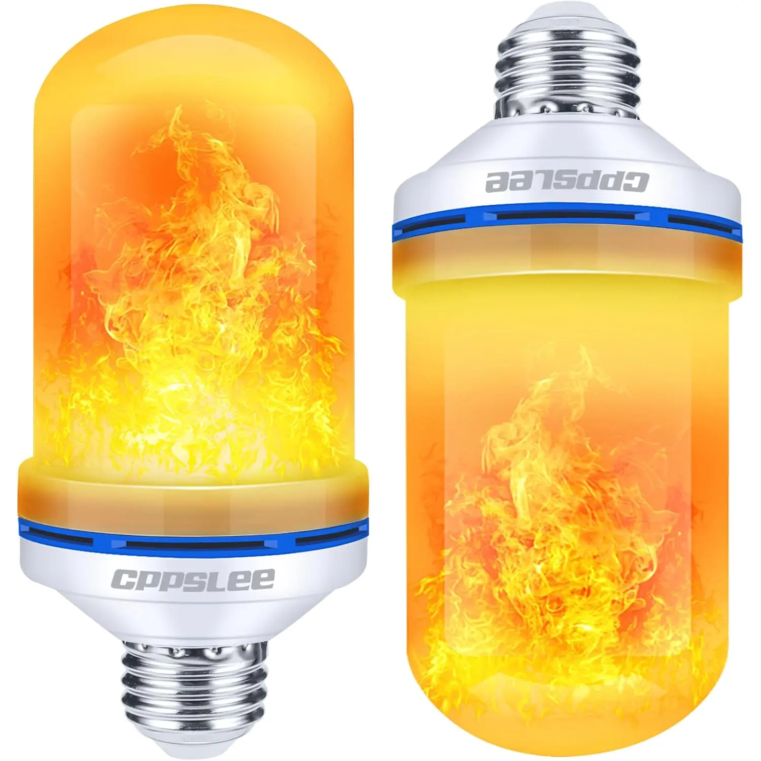LED Flame Light Bulbs, 4 Modes Flickering Light Bulbs, E26 Base Fire Flame Bulb, Halloween Decorations Outdoor Indoor, Halloween Light Bulbs (Yellow, 2 Pack)