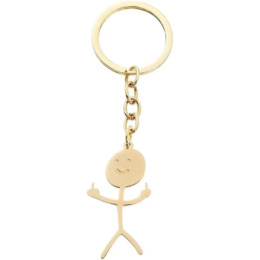 Long Distance Friendship Keyring Stainless Steel Funny Doodle keychain Middle Finger Pendant Keyring-ghost