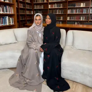 Eid Women Abaya Embroidery Hijab Scarf Cardigan Dress Muslim Jalabiya Ramadan Party Arab Long Robe Morocco Dubai Kaftan Abayas