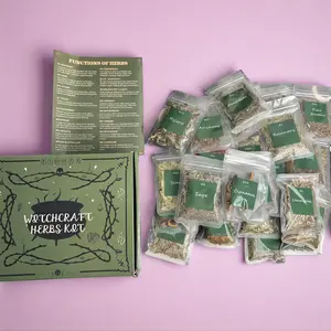 Beginner Witch Apothecary  30 Labeled Organic Herbs & Vintage Crystal Spoon Gift Set