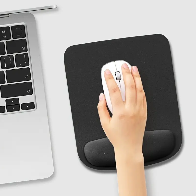 Black Ergonomic Mouse Pad with Wrist Rest, Soft Memory Foam, Non-Slip Base for Office Computer Work (Home Supplies, Party Bag Gift Accessory)
