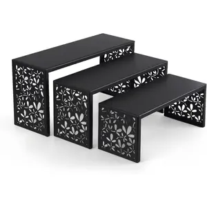 3-Tier Black Perfume Organizer Stand | Rustproof Metal Cologne Display Rack for Cluttered   Bathroom | Space-Saving Vertical  Holder  Elegant Cupcake Tower for Party Decor