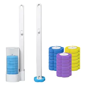 Disposable Toilet Brush Toilet Bowl Wand Holder Set Cleaner Refills, Bathroom Cleaning System for Sink Bathtub Drain Wash Basin Urinal Wall-Mount Scrubbing Toilet Brush Bathroom Cleaning Kit