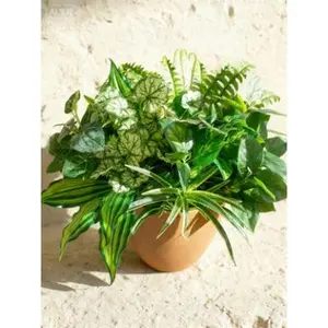 UV Resistant Large Faux Bush Stems Artificial Greenery Plants Fake Plastic Outdoor Decor Durable All Weather Lifelike Foliage for Patio Garden Porch