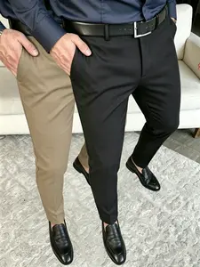 2-pack men’s business casual dress pants, slightly stretchy quick-dry fabric, slim fit that flatters the figure, half elastic waistband design, summervibes