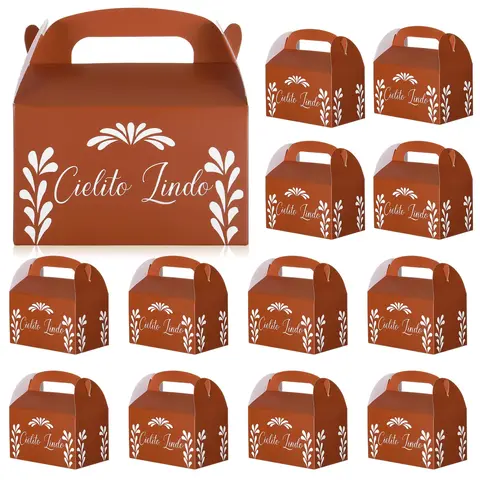 24/36 Pcs Mexican Party Favor Boxes Talavera Barro Floral Cielito Lindo Treat Boxes for Baby Shower Gender Reveal First Birthday Baptism Party Supplies