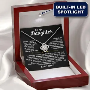 Message Card with Necklace Jewelry To My Daughter, Necklace Gift Set from Her Mom, Anniversary Necklace, Gift for Daughters, Teenagers, Girls, Birthday Christmas Gift For Women Pendant Chain Necklace