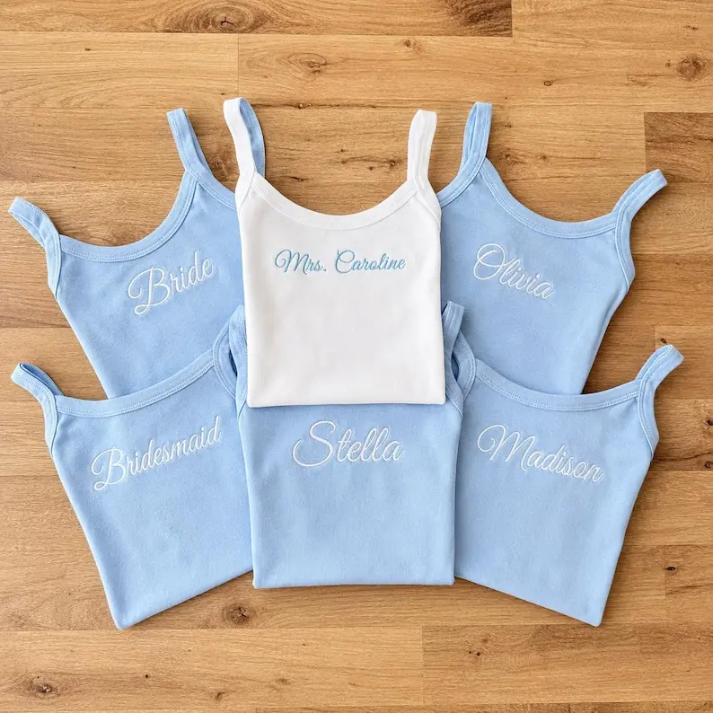 Personalized Bride Embroidered Tank Top, Custom Embroidery Maid of Honor or Bridesmaid Crop Tank Top, Bride To Be, Bridal Shower Gift, EYM21