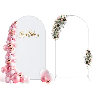 7.3FT Metal Arch Backdrop Stand with Wedding Arch Cover Spandex Wedding Balloon Square Arch Frame for Birthday Party Decoration Round Ornaments Flower