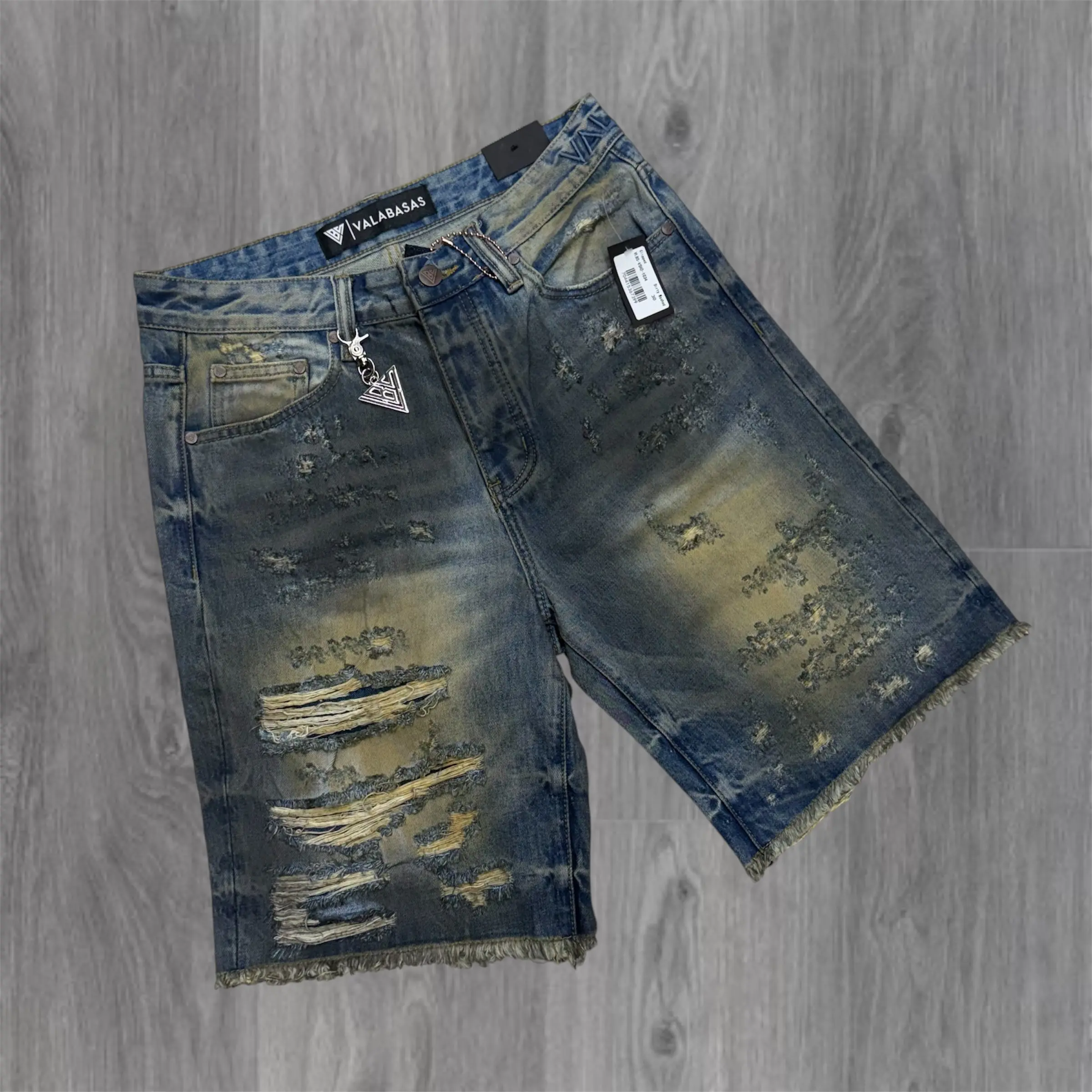 Valabasas - Clipped Denim Shorts -Dirty Blue - 1034