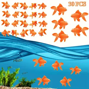 30PCS Realistic Orange Simulated Goldfish Aquarium Decorations - Durable Floating Fish Tank Ornaments for Vibrant Aquatic Scene,Aquarium Fish Simulators Realistic Fish Replicas Aquarium Accessories