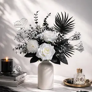 and Contrast Decorative Fake Flower Artificial Flower Arrangement, 3D Line Design Home Decor, Living Room Coffee Table TV Cabinet Accent, Luxury Atmosphere, Designer Style